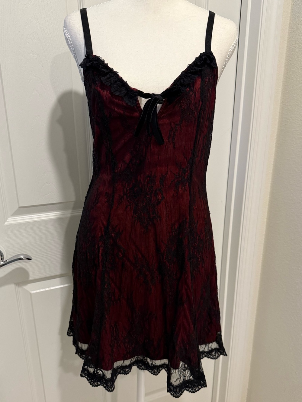 Hot Topic Lace-Trim Slip Dress in Deep Burgundy